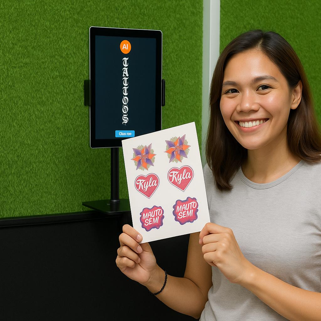 Guests creating their own AI Tattoos at exhibition in Dubai